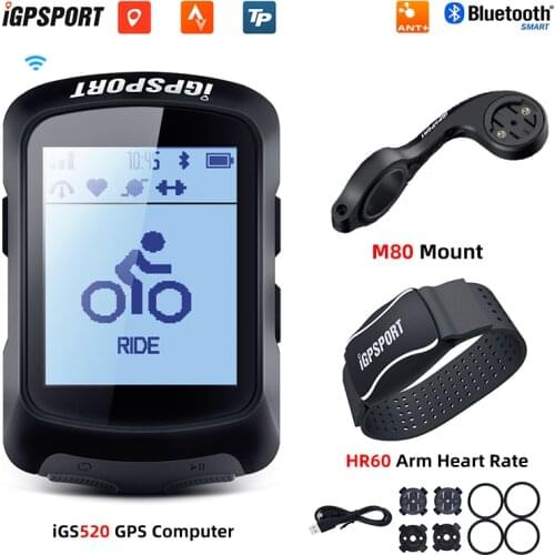 IGS520 Bike Computer GPS Enabled Bicycle Navigation Odometer iGPSPORT Speedometer IPX7 200 Hours Data Storage