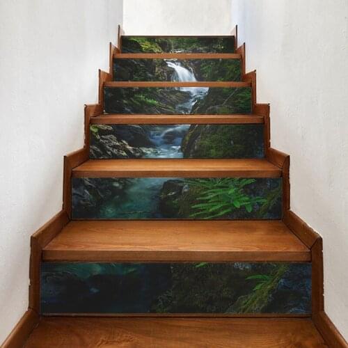 PVC Waterproof Art Home Waterfall Beautiful View Decor Decal Stair 3D Print Sticker Self Adhesive Diy Paper for Bedroom Sticker