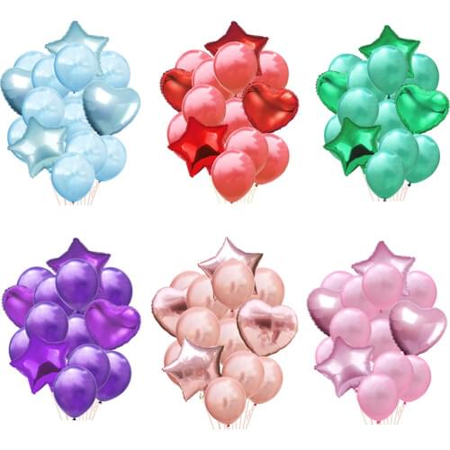 14pcs Multi Balloons Happy Birthday Party Decoration Balloon Green Rose Gold Red Blue Pink Helium Star Ballons Baby Shower Decor