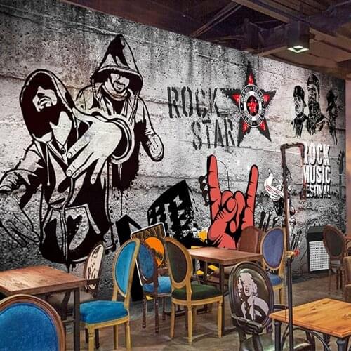 Custom Wallpaper Mural Modern European American Rock Hip-Hop Fresco KTV Music Bar Background Wall Decoration Papel De Parede 3D