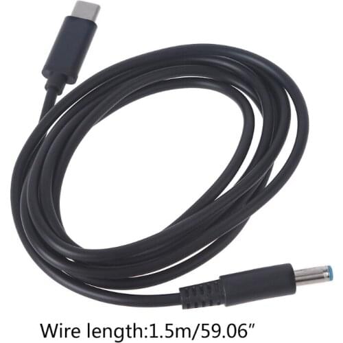HP-Laptop Type‑C Charging Cable Laptop Fast Power Adapter Type‑C Male to 4.5x3.0mm DC Power Cord 1.5 Meters 20V
