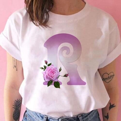 Cute Letter Women T-shirt Trendy Romantic R Funny Printed T Shirt Femme Uni Creative Streetwear Autumn Clothes Tees Shirt