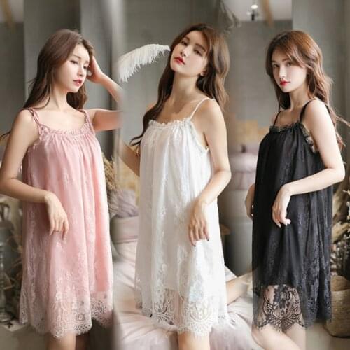 Women Sexy Night Dress Ice Silk Satin Sleepwear Female Nightgown Sleeping Dresses Night Shirts