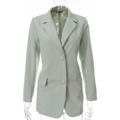 Light green blazer femme fall jacket for women Casual long sleeve blazers for women Fashion streetwear 2020 women coat
