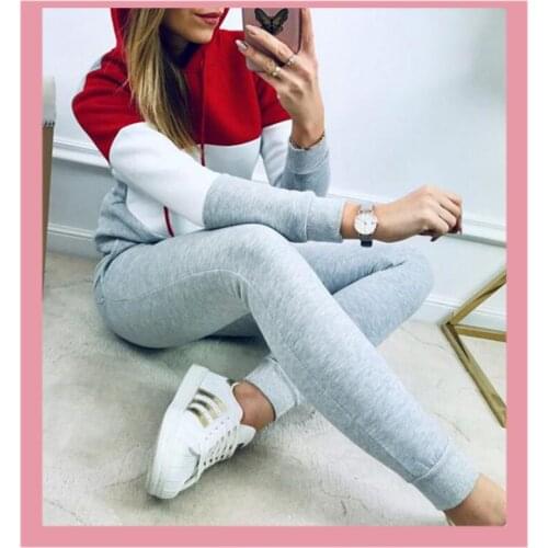 Women Striped Sportwear Tracksuit Sets Lady casual Autumn Hooded Sweatshirts Long Pants Thicken 2 Piece Set Female Suit Clothing