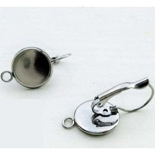 10pcs Stainless Steel Earring Hook With Loop French Earrings Cabochon Base 6/8/10/12/14/16/18/20mm Cameo Tray Jewelry Making