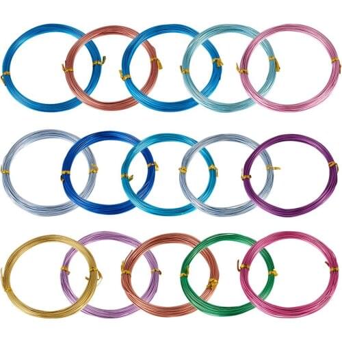 15 Roll 0.8mm 1mm Round Painted Mixed-Color Metal Aluminum Wire For DIY Beading Jewelry Making Braided Material 10m/roll