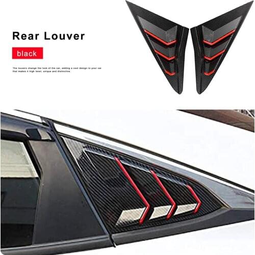 2pcs Car Side Window Vent Shutters Carbon Fiber Trim Cover For Honda Civic Hatchback 2016-2021 Car Accessories