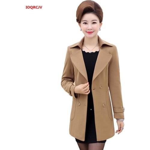 5XL Plus Size Womens Clothing Windbreaker 2020 Double-Breasted Slim Middle Aged Mother Overcoat Autumn Ladies Trench Coat W960