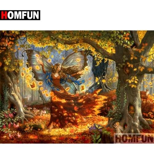 HOMFUN Diamond Painting Full Square/Round Drill 5D DIY "butterfly fairy"Daimond Embroidery Rhinestone Cross Stitch Decor A15379