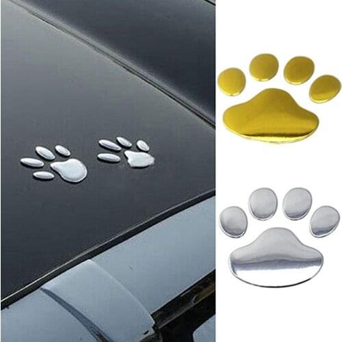 Car sticker 3D Car Silver/Golden ST Window Bumper Body Decal Sticker Bear Cat Dog Paw Foot car accessories