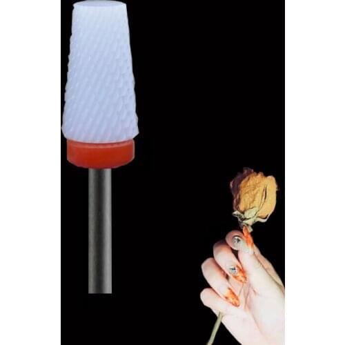White Ceramic Nail Drill Bit - Large Tapered Bit -F