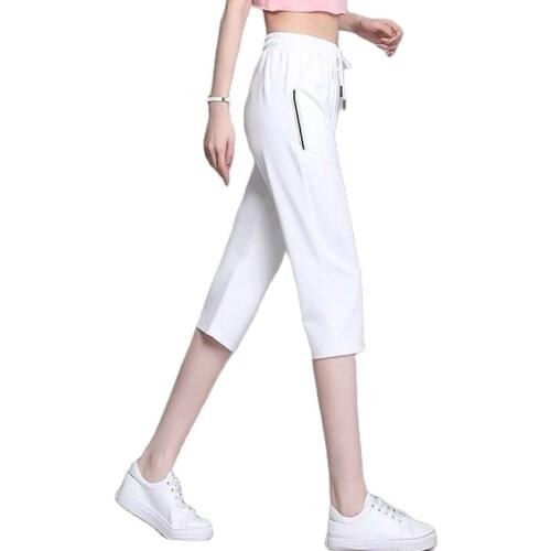 Womens Capri Summer Pants Casual Loose Harem Pants for Women Knee Length Breeches Women Pants Capris Female Sweatpants