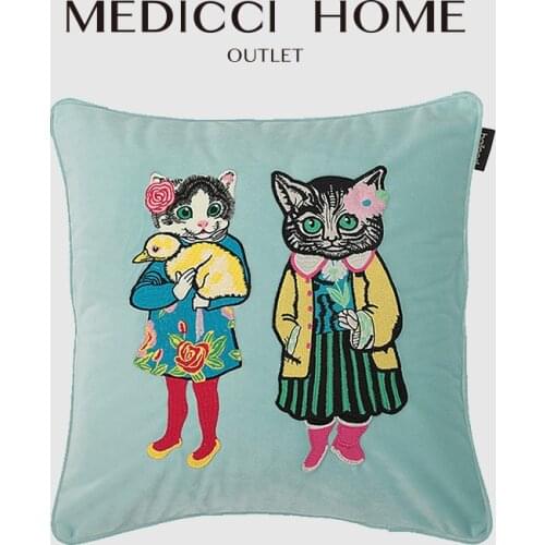 Medicci Home Handicraft Cushion Cover GG Retro Style Kitten Cat Animals Applique Embroidery Pillow Cases 45x45cm Free Shipping