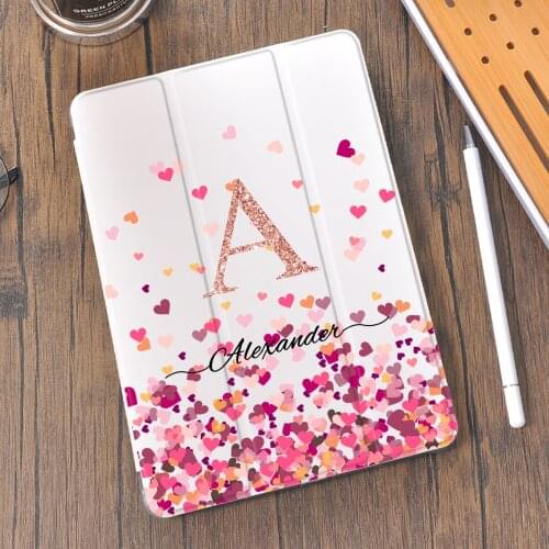 Custom Name Love Heart Cover for iPad 8th Generation Case Luxury Air 4 10.2 7th Funda For iPad Pro 11 Case 2020 Mini 5 Air 2 9.7