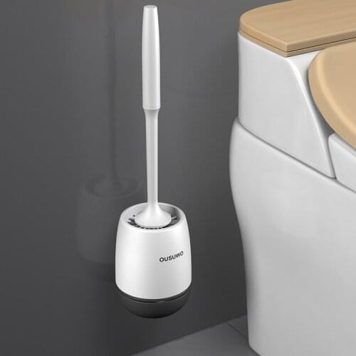 Long White Toilet Brush Bathroom Shelf Cleaning Silicone Toilet Brush Wall Mounted Accessories Brosse Wc Bathroom Hardware DH50M