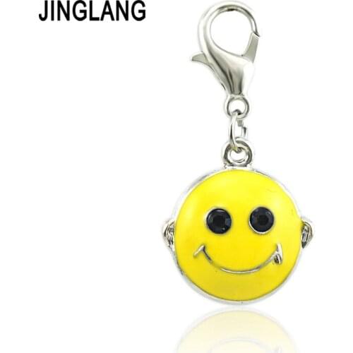 JINGLANG Oil Drop Charms Smiley face Shape Enamel Pendant Charm Pendants for DIY Bracelet Necklace 12 Pieces