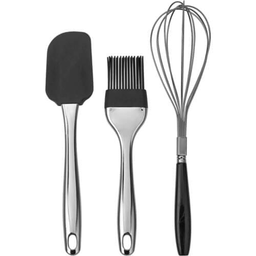 3 PCs/Suit Silicone Brush Spatula Egg Beater Practical Set Smoked Copper Kitchen Supplies Accessories Cooking Tools Gadget