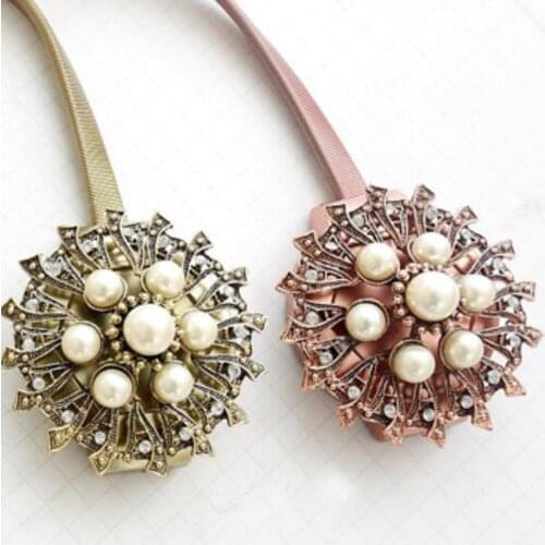 Creative Pearl Curtain Buckle Magnet Curtain Tie Springs Joker Curtain Hook Home Decor Accessories Curtain Tie 1PCS