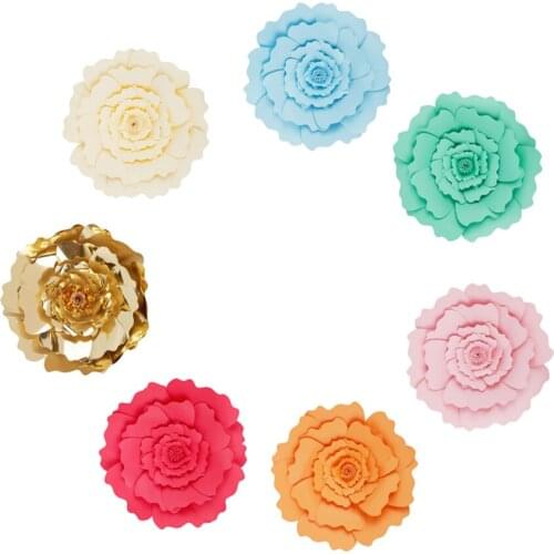 MagiDeal Flower Handcraft Card Paper Artificial Flower Scrapbooking 3D Backdrop Wedding Pom DIY Wreath Decoration Party Supplies