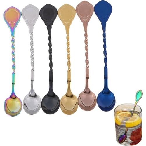 Multi-function Cocktail Bar Spoons Muddler Stirrer Twisted Mixing Spoon Spiral Pattern Drink Shaker Accessories