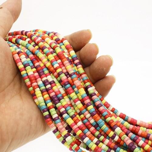 Natural stone fashion beads Semi-precious stones round cake-shaped loose beads For bracelet necklace accessories 120pcs / strip