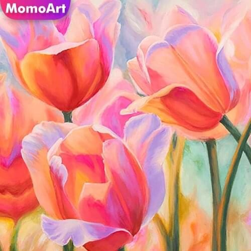 MomoArt Diamond Mosaic Tulip Full Drill Square Diamond Painting Flowers Cross Stitch Kits Embroidery Rhinestones Home Decoration