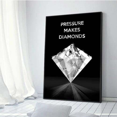 Pressure Makes Diamonds Motivational Art Canvas Painting Modern Black Poster Prints Wall Art Picture for Living Room Home Decor