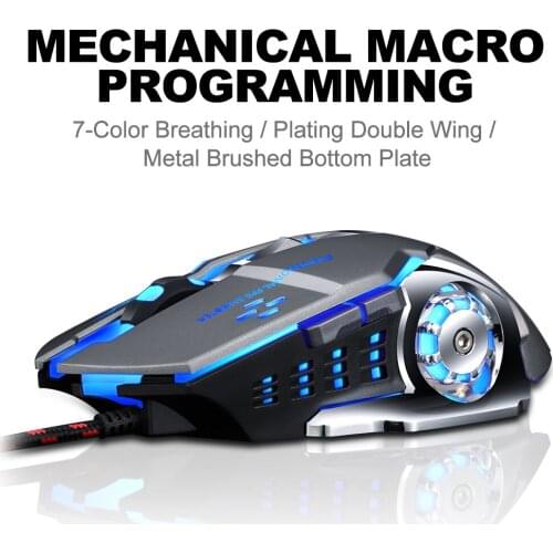 Kebidu USB Wired 6D Gaming Mouse 4-color Breathing Light Mechanical Mouse DPI 1200/1600/2400/3200 Online Game Competitive Mouse