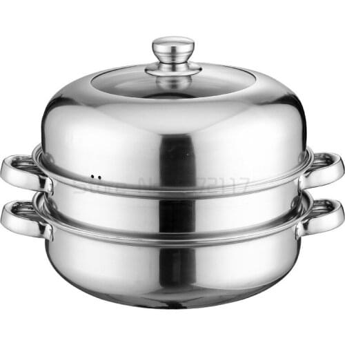 Thickened stainless steel steamer suit Double layer three-layer multifunctional steaming soup pot Hot Pot gift steamer cooker