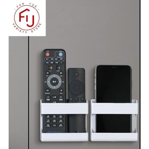 Wall Mounted Organizer Holder Storage Box Mobile Phone Charging Wall Plug Holder TV Remote Control Rack Suspension Bracket Stand