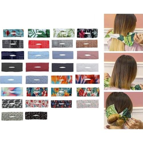 Deft Bun Print Hair Bands Rope Headband Summer Hairpin Braider Makers Women Knotted Fashion Fabric Hair Bands Hair Braiding Tool