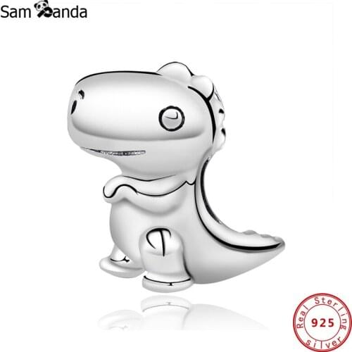 Authentic 100% 925 Sterling Silver Charm Bead Fit Original Bracelet Cute Little Dinosaur Charms For Women Diy Jewelry Making