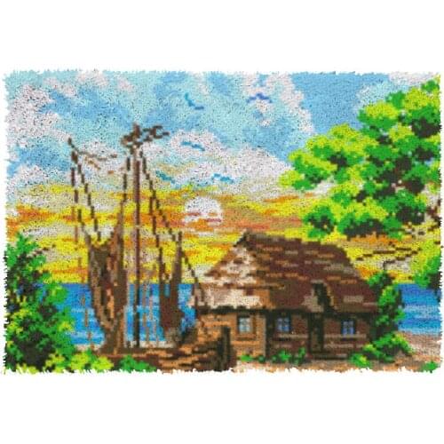 Landscape lake Latch Hook Kits Rug Plush Wall Tapestry Kits Crochet Floor Mat Thick Yarn Cushion Arts & Crafts