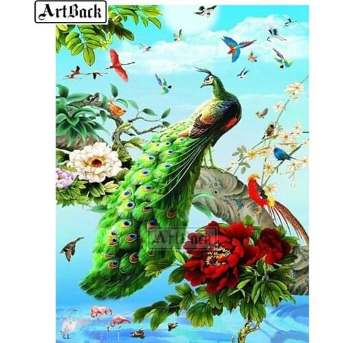 Full Square Animal 5d Diy Diamond Painting Peacock Picture Resin Diamond Embroidery 3d Mosaic Sewing Art Gift ARD409