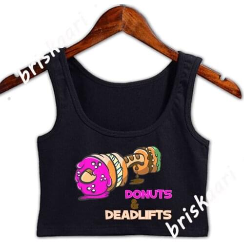 Donuts And Deadlifts Crop Top Women Crop Top Women Designing For Girls Summer Trend Sunlight O-Neck Novelty Vest