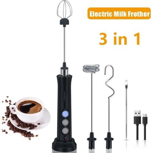 Portable Rechargeable Electric Milk Frother Foam Maker LCD Display Handheld Foamer High Speeds Drink Mixer Coffee Frothing Wand