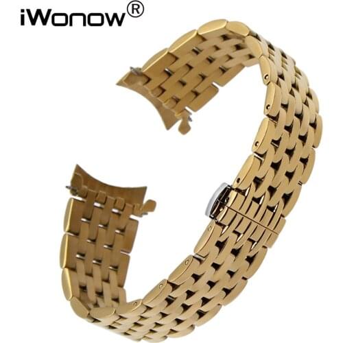 Curved End Stainless Steel Watchband for Tissot Longines Hamilton Watch Band Butterfly Clasp Strap Wrist Bracelet 18mm 20mm 22mm