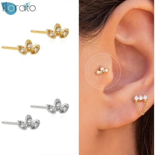 925 Sterling Silver Crown Crystal Stud Earrings for Women Minimalist Tiny Gold Color Earrings Fashion Jewelry Accessories