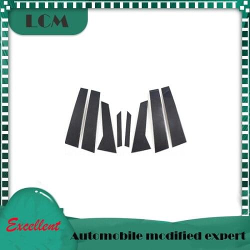 Styling Pillar Cover For-Macan 2014 2015 2016 2017 Gloss Black Real Carbon Fiber Add On Style Pillar Post Trim- 8 pieces