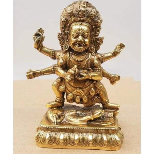 Tibet buddhism silver 6 Arms Vajra mahakala Dorje Vajrapani god buddha Statue