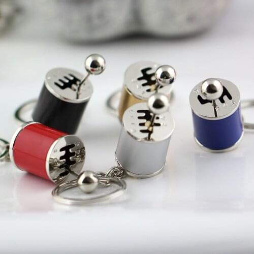 3D six-speed manual transmission gear lever keychain gearbox shift lever key chain car key ring high quality chaveiro llaveros