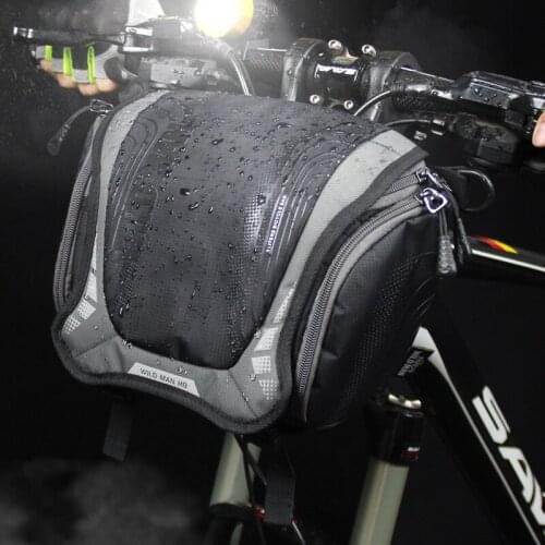 WILD MAN Bicycle Bags Waterproof Bike Front Tube Bag Handlebar Basket Pack Riding Pouch Cycling Front Frame Pannier Baggage Bag