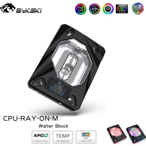 Bykski Radiator cpu cooler processor Water Block LCD for AMD Ryzen3/Ryzen5/Ryzen7/ThreadPipper/AM3/AM2/FM2/FM1 CPU-RAY-ON-M