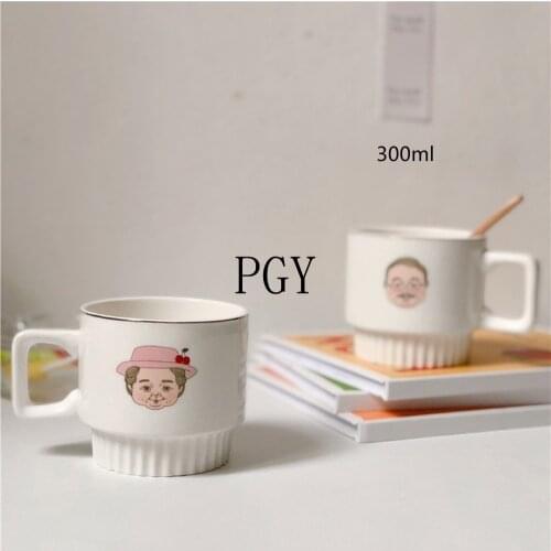 High-quality home office elite must-have Korean ins style couple ceramic mug creative milk coffee cups can be stacked