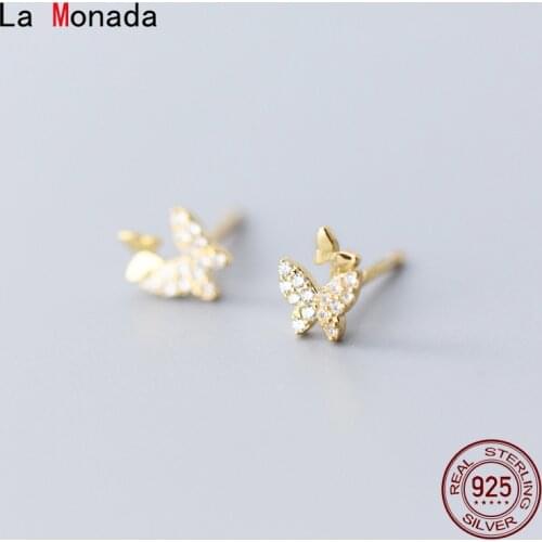 La Monada Stud Earrings For Women Silver 925 Minimalist Two Butterfly Fine Women Earrings In Jewelry Stud Earrings 925 Silver