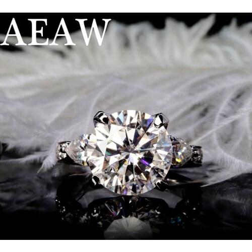 4ct Carats Moissanite Engagement Ring for Women Wedding Solid Genuine10k 14K 18k White Gold Ladies Ring