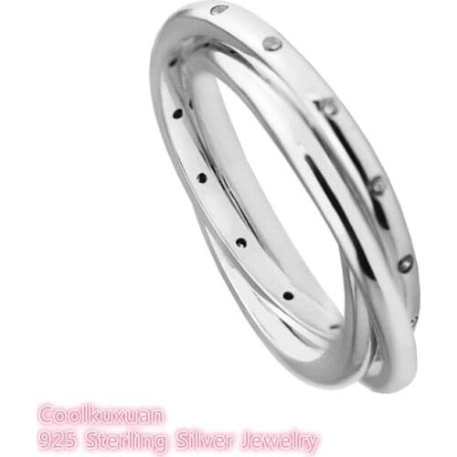100% 925 Sterling-Silver-Jewelry Clear CZ Rings For Women Men Silver Swirling Symmetry Ring Spring Authentic Jewelry Gift
