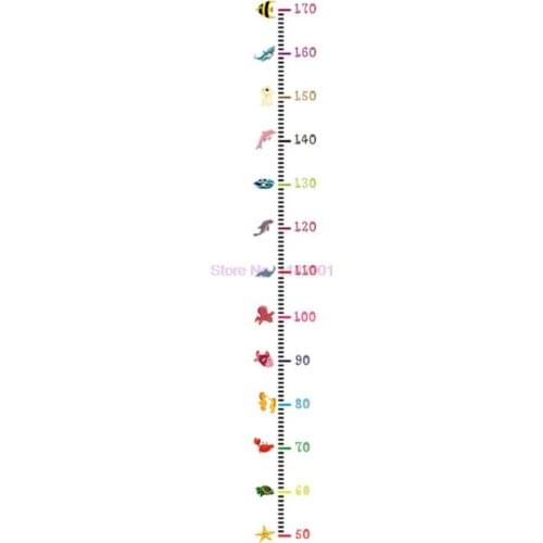 1000pcs Cartoon seabed animals Height Measure Wall Stickers DIY Simple Chart Ruler Decoration For Kids Rooms Decals Wall Art