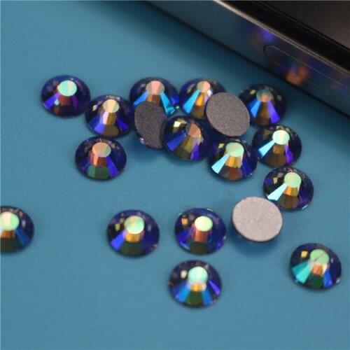 1440pcs/lot Tanzanite AB FlatBack Strass Nail art Rhinestone 3D Glass Round Crystal Stones For DIY Nails Decorations Charms